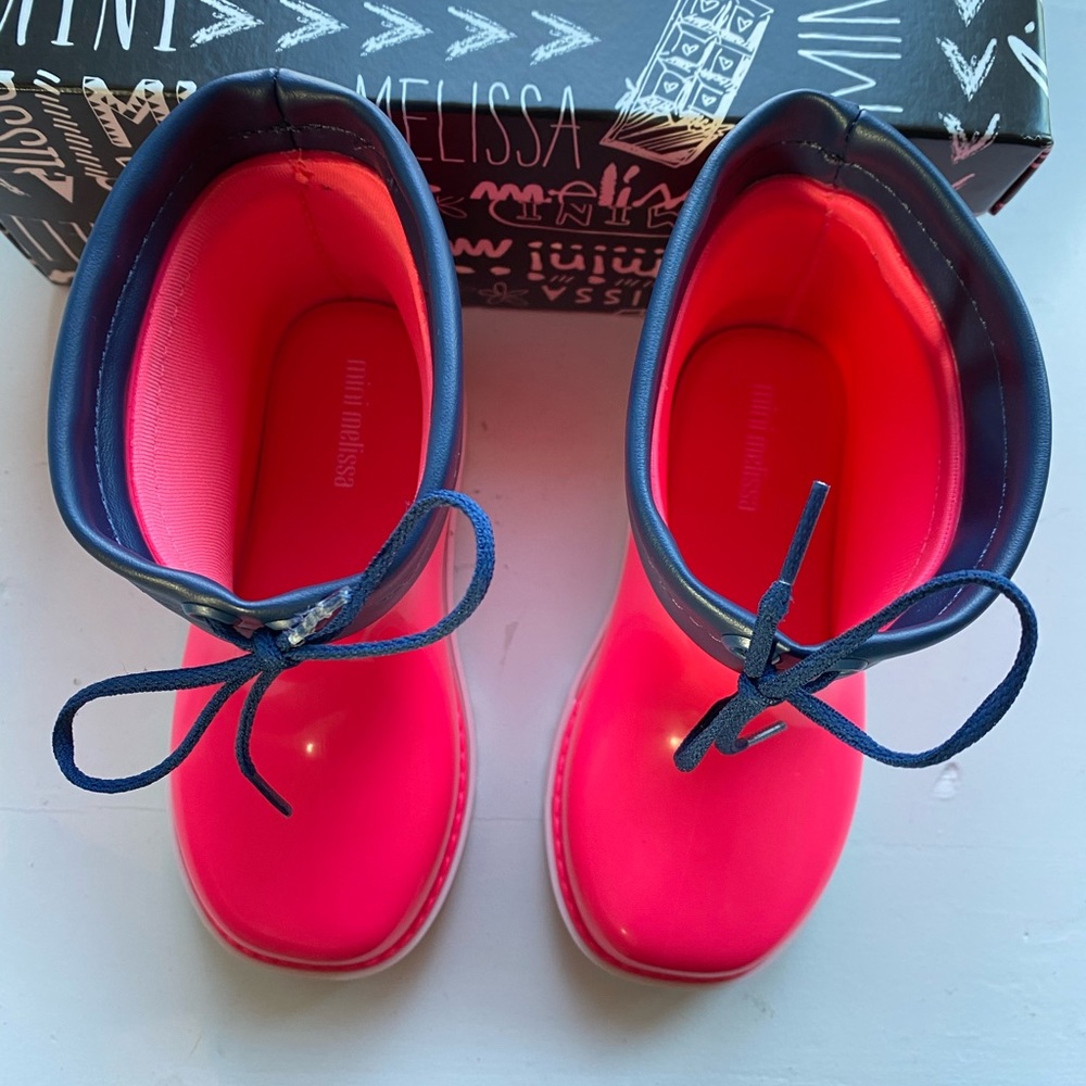 Mini Melissa girls hot pink rain boots size 9 - Picture 2 of 5